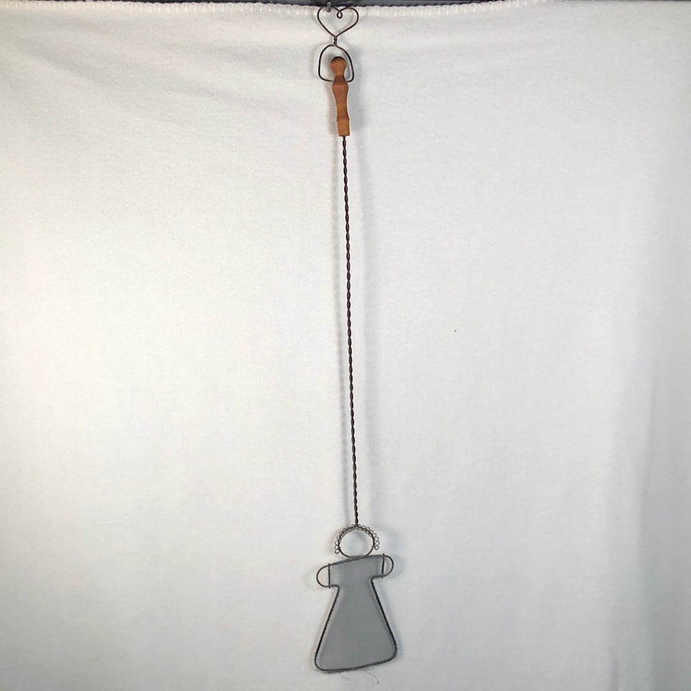 Vintage Fly Swatter - Girl with curly hair shaped.  Heart top hanger. 30 in long
